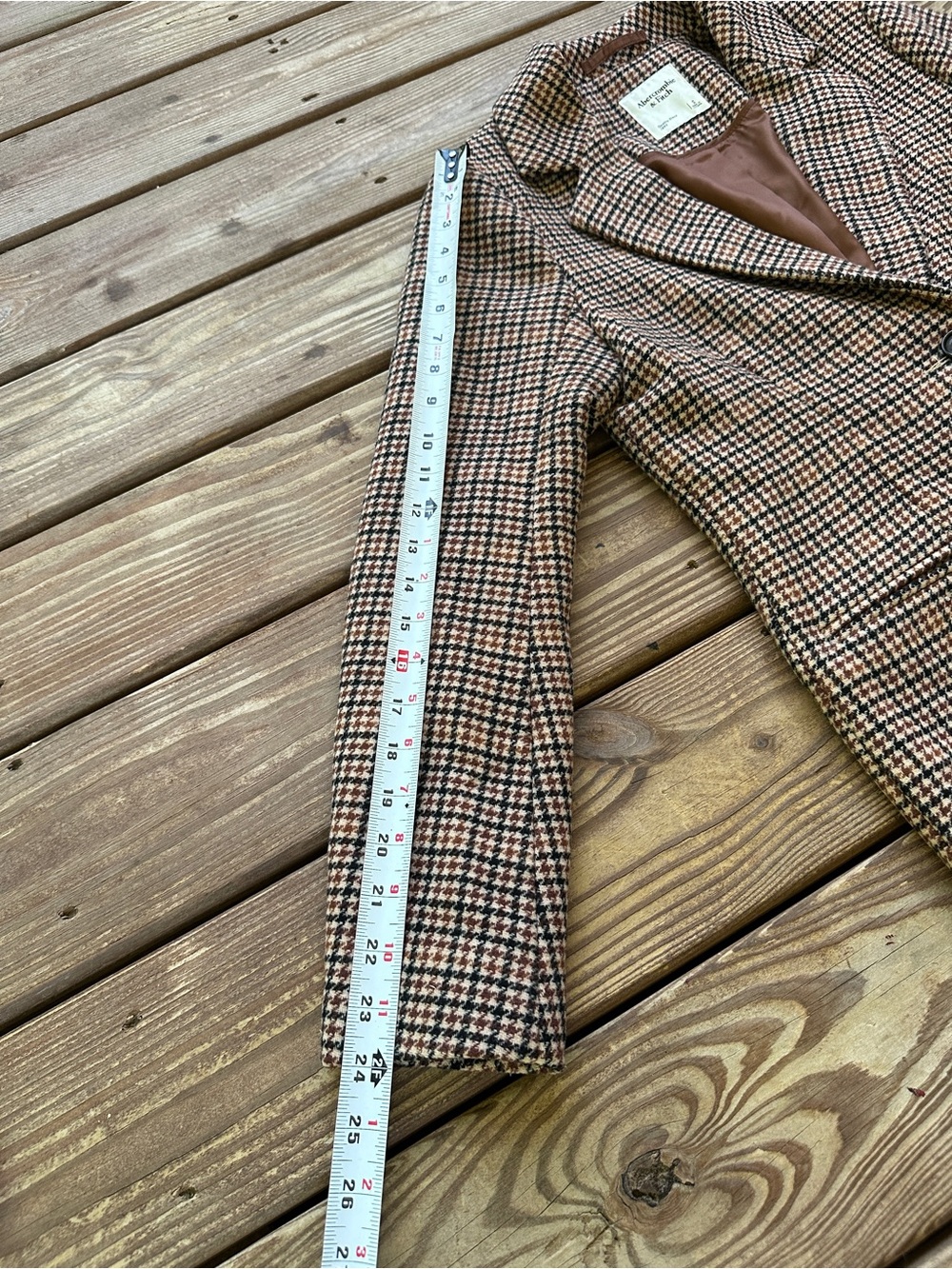 Abercrombie & Fitch Houndstooth Plaid Blazer Jacket Brown Black Women’s Small - Picture 4 of 9